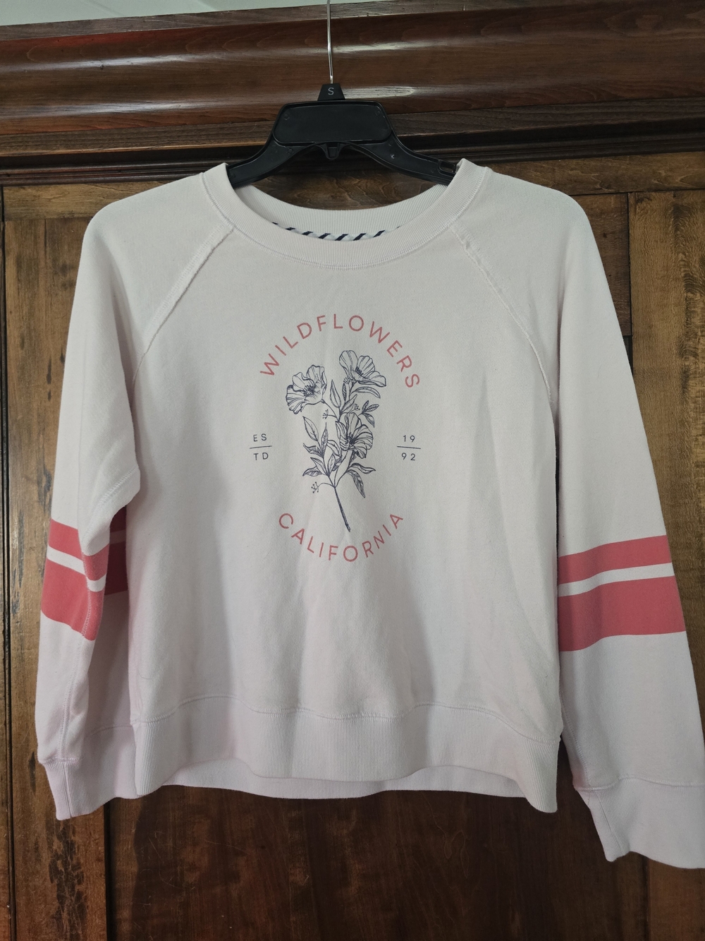 Sundry By Anthropology Sweatshirt w/ Orange Sleeve Accents and Floral Graphic - Picture 2 of 5